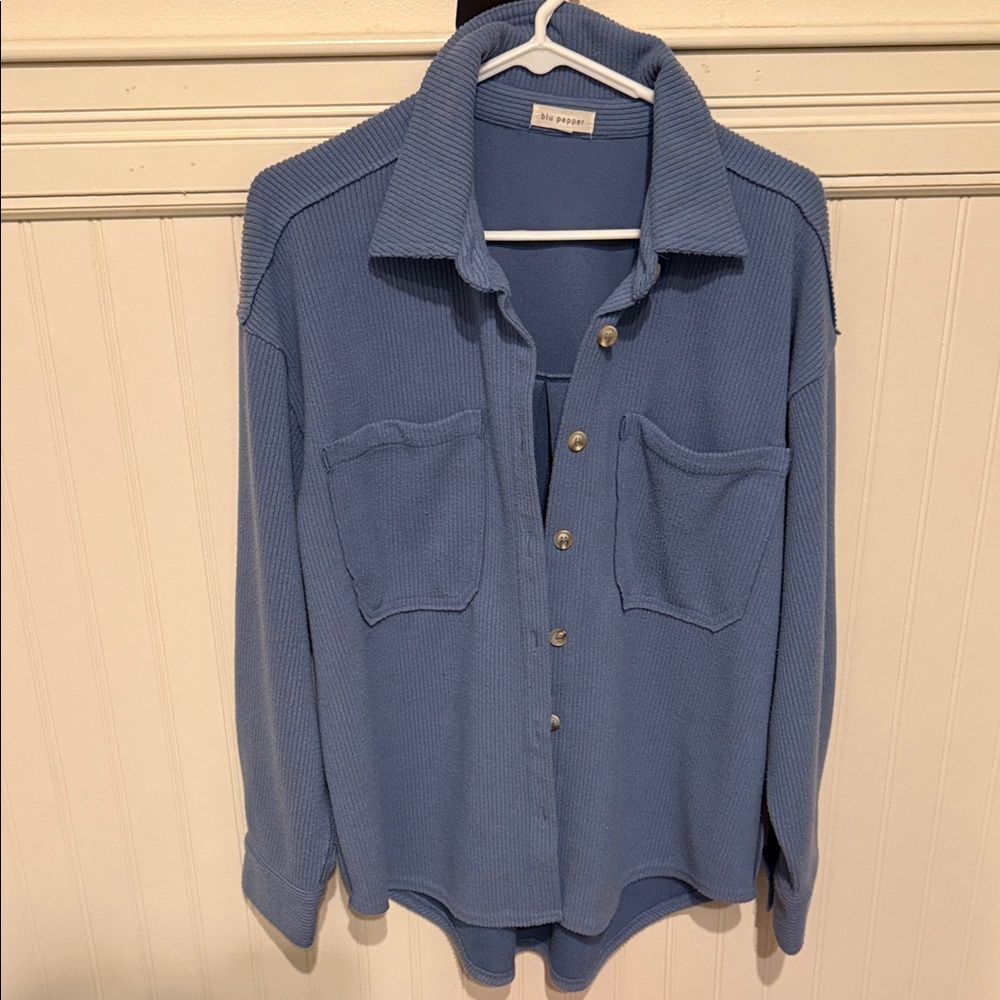 Blu Pepper Relaxed Waffle Knit Shacket